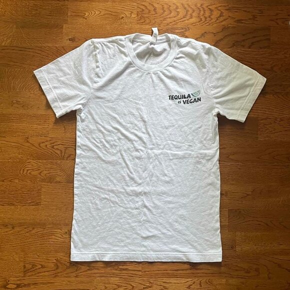 tequila is vegan cute graphic t shirt white tee hippie unisex small short sleeve - Picture 1 of 2